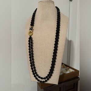Vintage Black Faceted Beaded Necklace